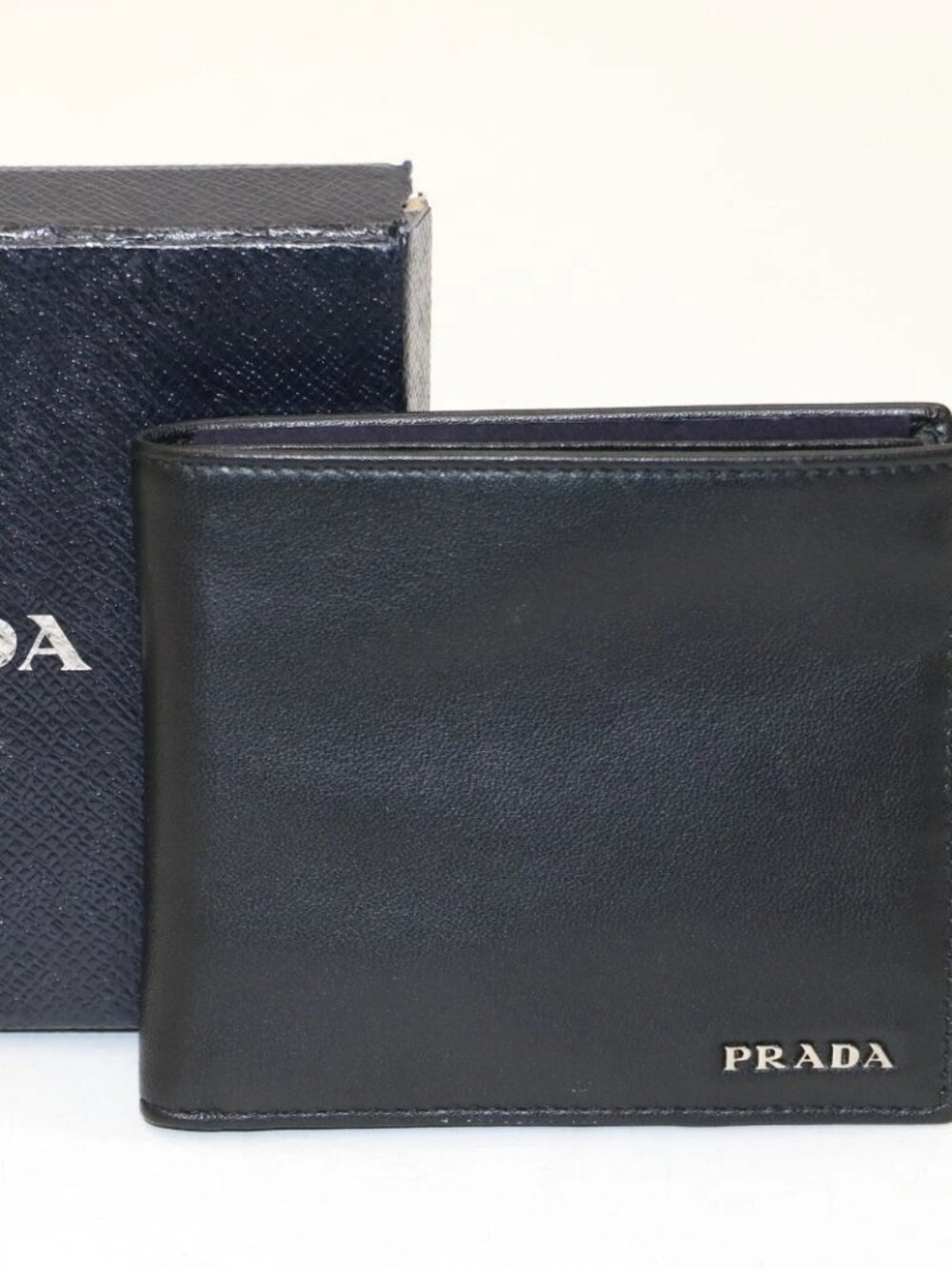 Prada Saffiano Bifold Leather Wallet - Black/Silver